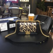 Chanel A67086-31 Medium Boy Metallic Crumpled Goatskin Bag