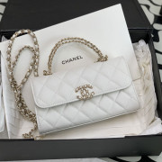AP3238 White Grained Calfskin Gold Tone Metal