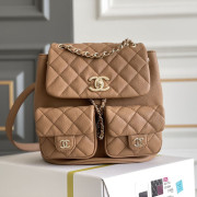 AS3860 Caramel Grained Shiny Calfskin Gold Tone Metal (Authentic Quality)