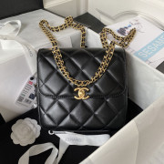 AS3884 Black Lambskin Gold Tone Metal