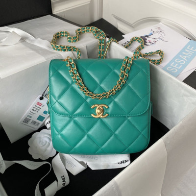 AS3884 Green Lambskin Gold Tone Metal