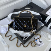 AP3009 Black Patent Calfskin Gold Tone Metal