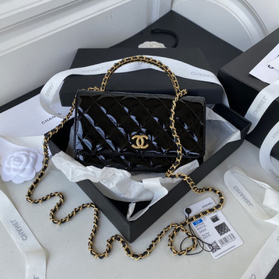 AP3009 Black Patent Calfskin Gold Tone Metal