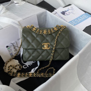 AS3580 Dark Green Grained Calfskin Gold Tone Metal