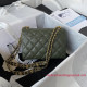 AS3580 Dark Green Grained Calfskin Gold Tone Metal
