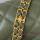 AS3580 Dark Green Grained Calfskin Gold Tone Metal