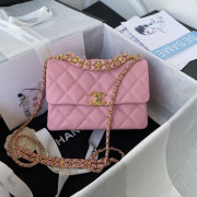 AS3580 Pink Grained Calfskin Gold Tone Metal
