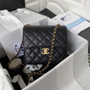 AS3649 Black Goat Skin Gold Tone Metal
