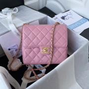 AS3649 Pink Goat Skin Gold Tone Metal