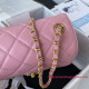 AS3649 Pink Goat Skin Gold Tone Metal