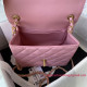 AS3649 Pink Goat Skin Gold Tone Metal